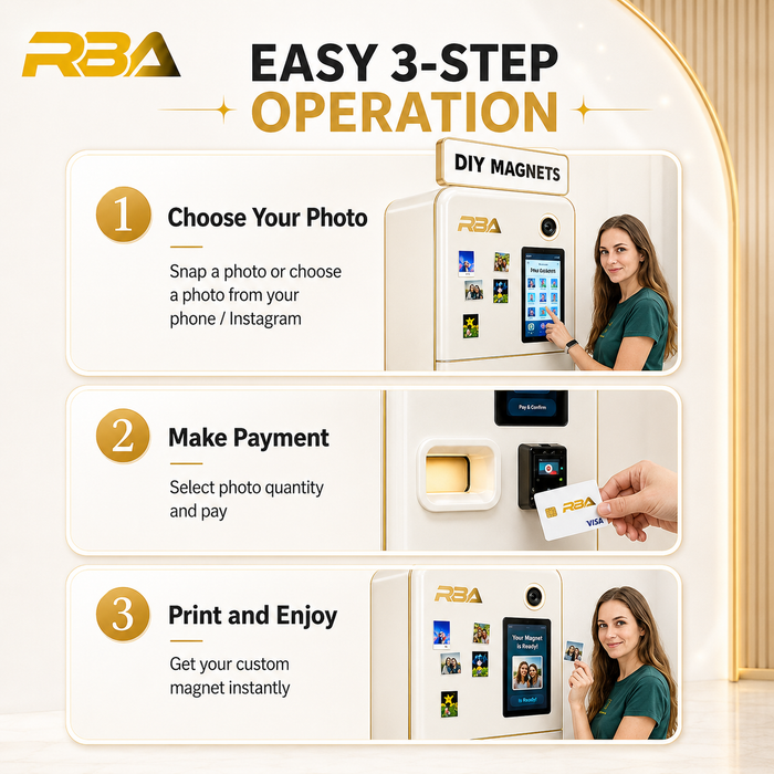 RBA F Series DIY Fridge Magnet Photo Booth – Self-Service Magnet Printing Kiosk