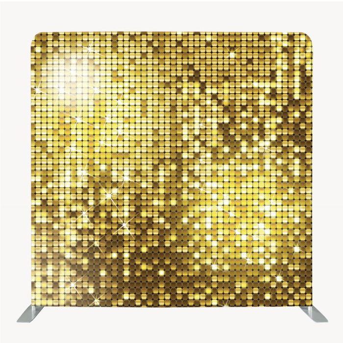 8ft x 8ft Single Sided Printing Gold Glitter Pillow Cover Tension Fabric Backdrop with Aluminum Frame