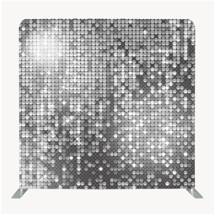8ft x 8ft Single Sided Printing Silver Glitter Pillow Cover Tension Fabric Backdrop with Aluminum Frame