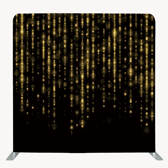 8ft x 8ft Single Sided Printing Gold Glitters Pillow Cover Tension Fabric Backdrop with Aluminum Frame