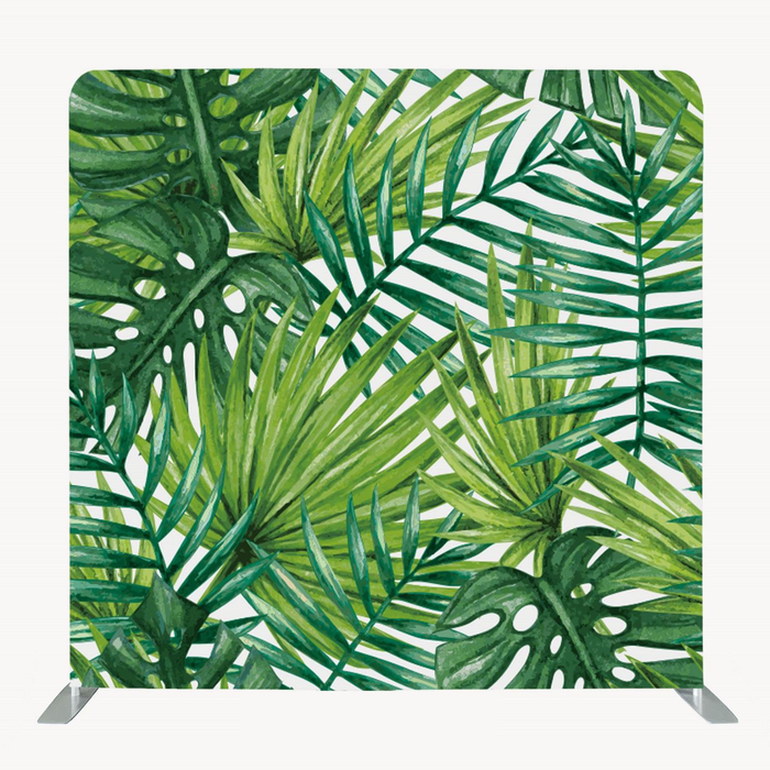 8ft x 8ft Single Sided Printing Tropical Palm Leaves Leaf Pillow Cover Tension Fabric Backdrop with Aluminum Frame