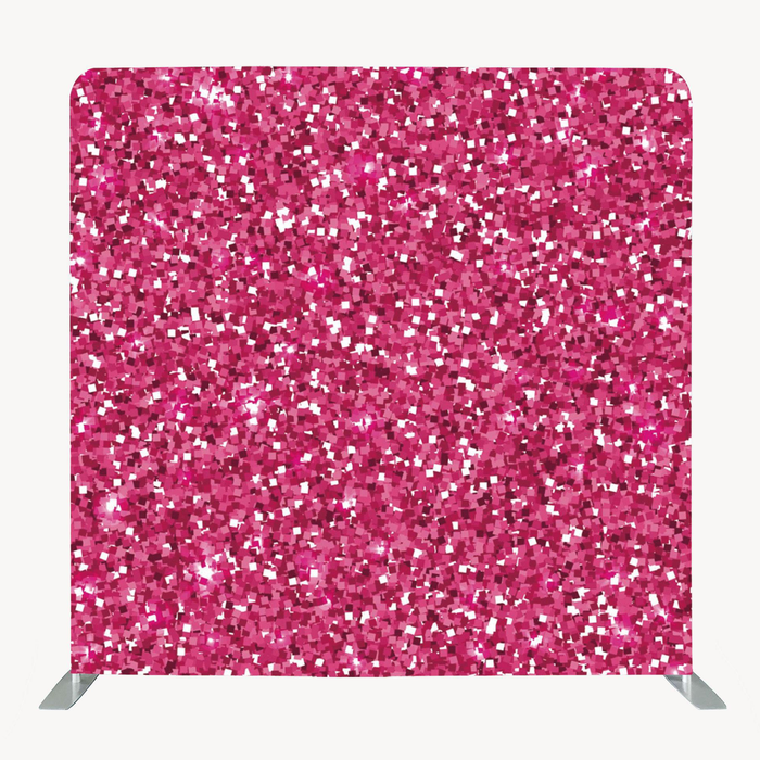 8ft x 8ft Single Sided Printing Pink Glitter Cover Tension Fabric Backdrop with Aluminum Frame