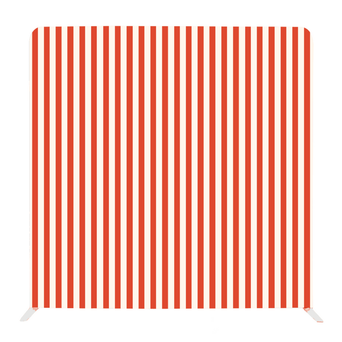 8ft x 8ft Single Sided Printing White Red Vertical Stripes Cover Tension Fabric Backdrop with Aluminum Frame
