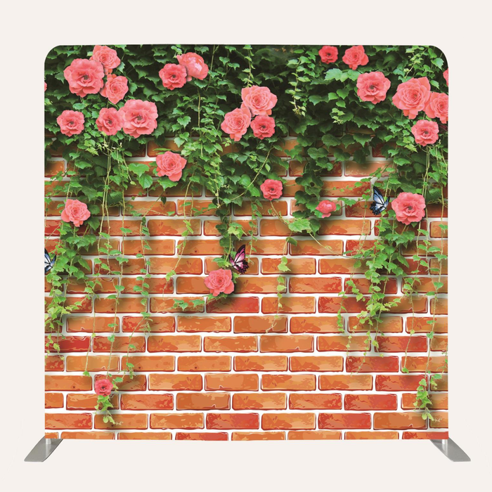 8ft x 8ft Single Sided Floral Rose Cover Tension Fabric Backdrop with Aluminum Frame