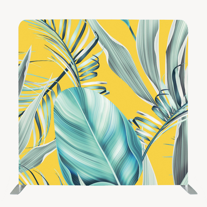 8ft x 8ft Single Sided Space Yellow Tropical Banana Leaves Tension Fabric Backdrop with Aluminum Frame