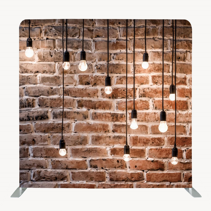8ft x 8ft Single Sided Space Retro Bulb Brick Tension Fabric Backdrop with Aluminum Frame