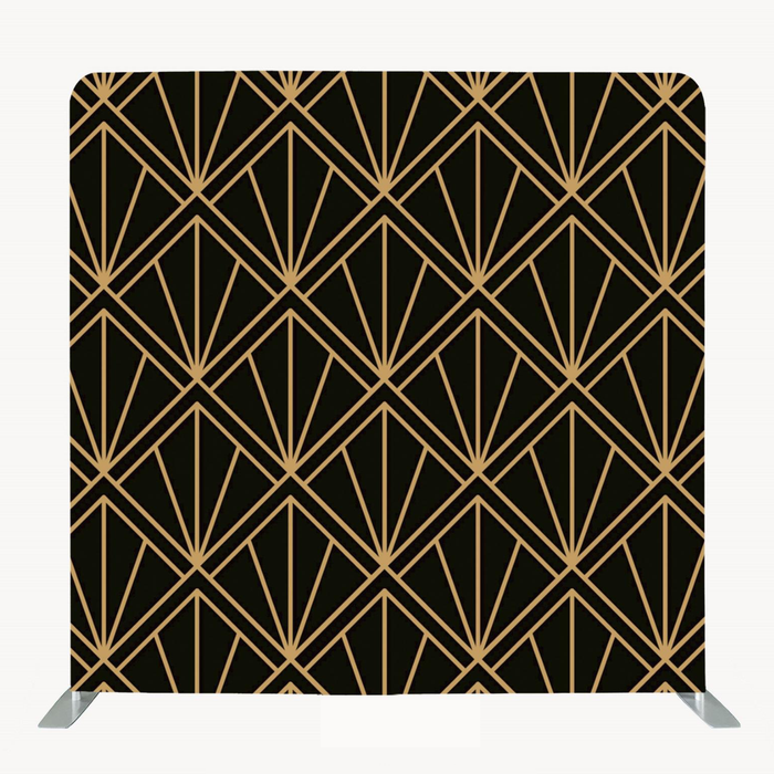 8ft x 8ft Single Sided Black Gold Geometric Tension Fabric Backdrop with Aluminum Frame