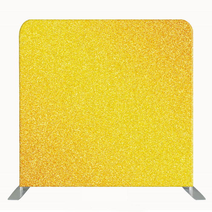 8ft x 8ft Single Sided Yellow Gold Glitter Tension Fabric Backdrop with Aluminum Frame