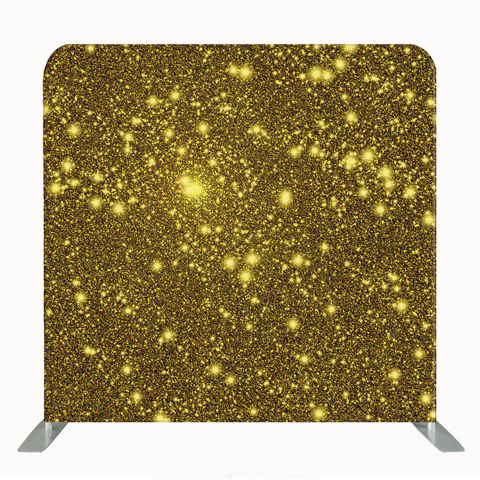 8ft x 8ft Single Sided Gold Yellow Glitter Tension Fabric Backdrop with Aluminum Frame