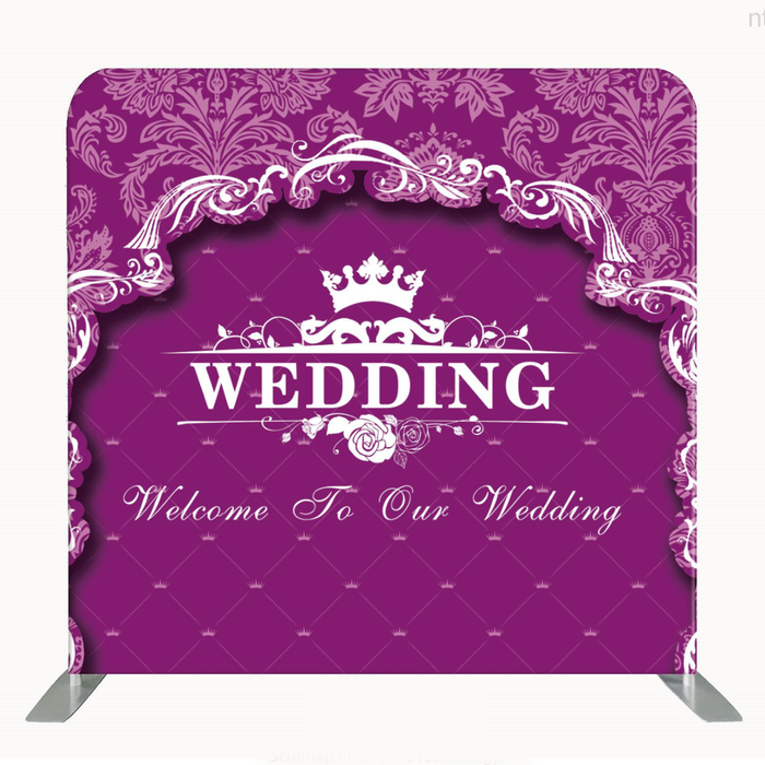 8ft x 8ft Single Sided Purple Wedding Fabric Backdrop with Aluminum Frame