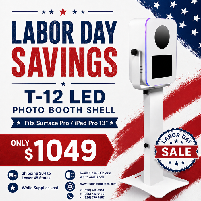 Labor Day Sale – T-12 LED Photo Booth Shell for 13-Inch iPad Pro or Surface Pro – Shell Only