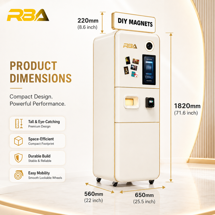 RBA F Series DIY Fridge Magnet Photo Booth – Self-Service Magnet Printing Kiosk